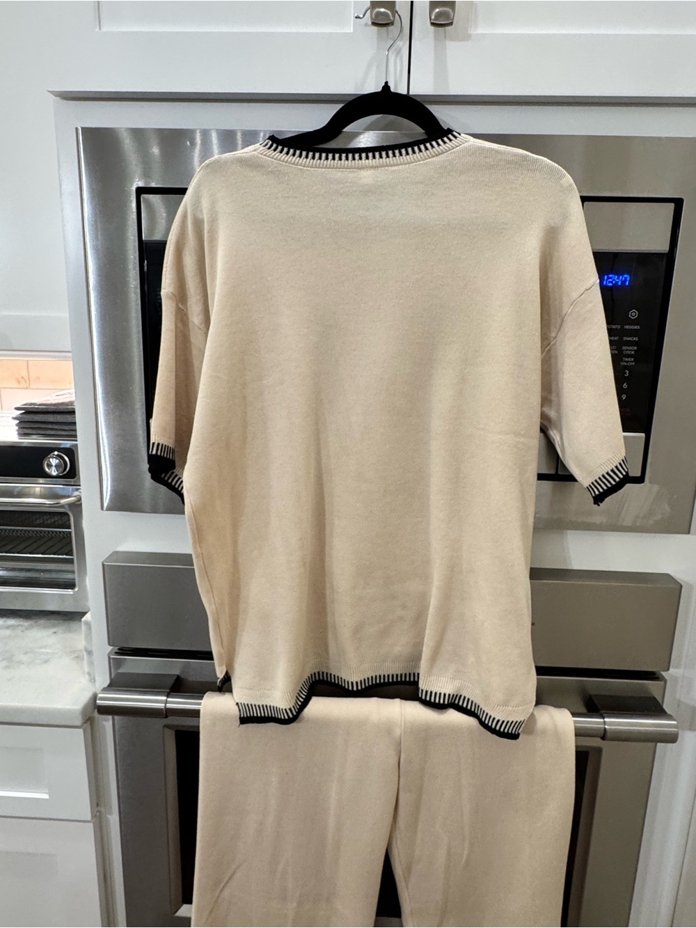 Amazon Cream Short-Sleeve Sweater Top & Pants Set with Black Trim - Picture 6 of 9